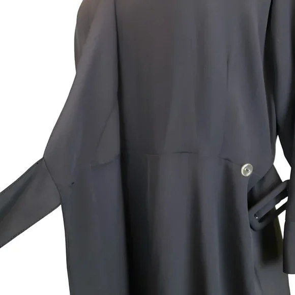 Nordstrom TopShop Black Wrap Dress Side Buckle Knee Length, 8 - Picture 4 of 10